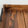 wooden rustic serving tray made from cedar and stained in Early American stain; black handles are added to each side for a farmhouse appeal
