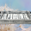 black and white rustic farmhouse serving tray made from cedar with black handles on either side