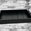 rustic black serving tray with black handles
