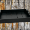 rustic black serving tray with black handles