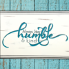 Serving tray insert - white background with dark gray and teal wording that says Always stay humble and kind