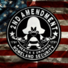 beautiful deep black pine round sign that reads "2nd Amendment - America's Original Homeland Security" in crisp white lettering
